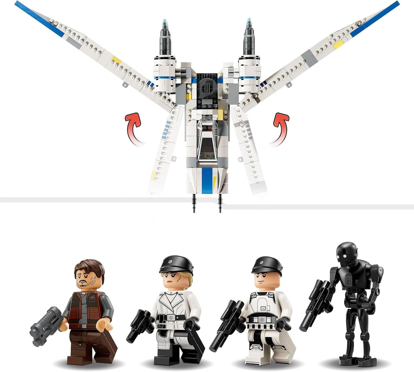 LEGO Star Wars 75399 Rebel U-Wing Starfighter - Juguete con función de ala oscilante y 3 minifiguras, incluidas Cassian Andor y la figura del droide K-2SO - Regalo para niños mayores de 8 años y fanáticos de Andor, temporada 2 Juegos de construcción Beuche den LEGO-Store