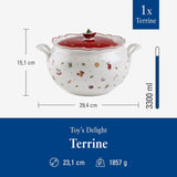 Villeroy & Boch Toy's Delight Terrina, 3 litros, porcelana premium, blanco/rojo