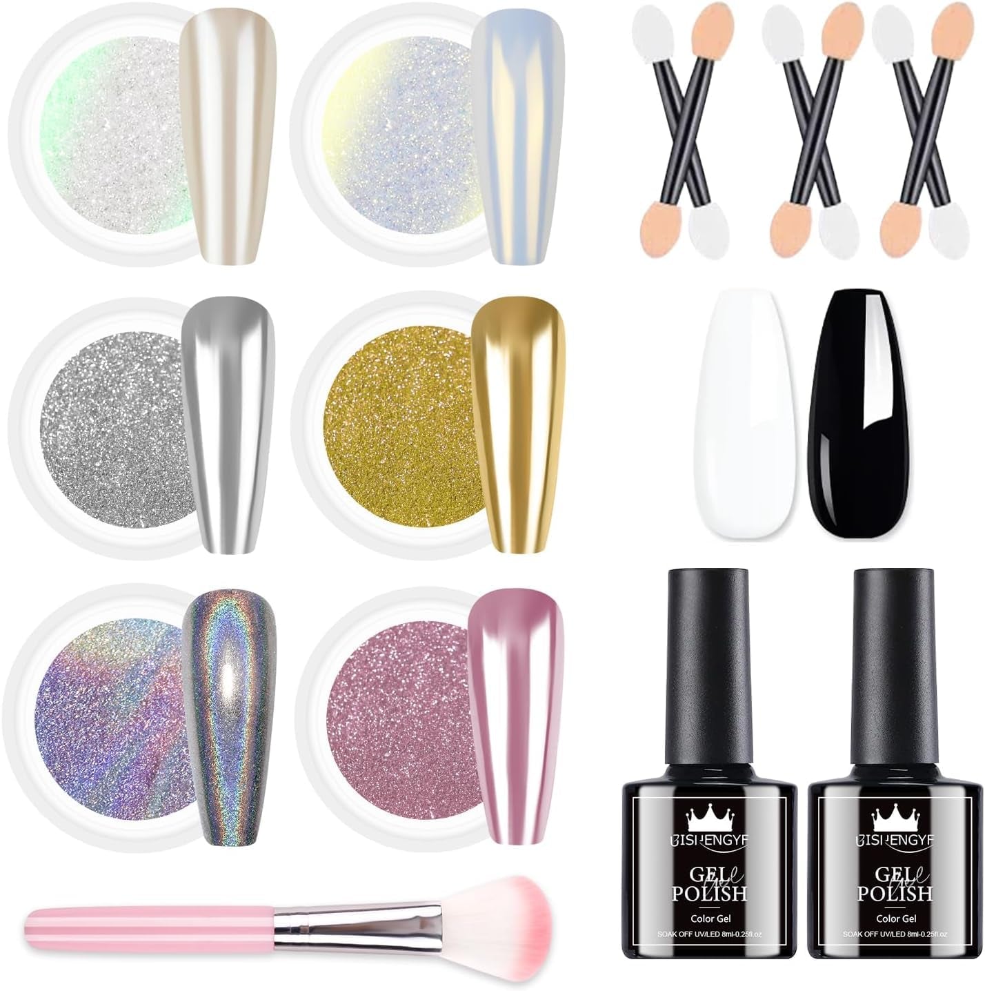 BISHENGYF Polvo de uñas cromado de oro rosaNeue Upgrade Grosse Kapazitä Chrom PulverSuper-Spiegeleffekt Metall Mirror Chrome Powder -Neon Glassy Pearl Effect Glitter Nagelkunst Pulver para salón de bricolaje