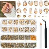 2630 piedras brillantes de cristal AB para uñas, 120 12 tipos de piedras brillantes grandes + 2510 6 tamaños de piedras redondas de cristal K9 para uñas, diamantes de imitación, diseños de uñas, dijes de uñas para arte facial