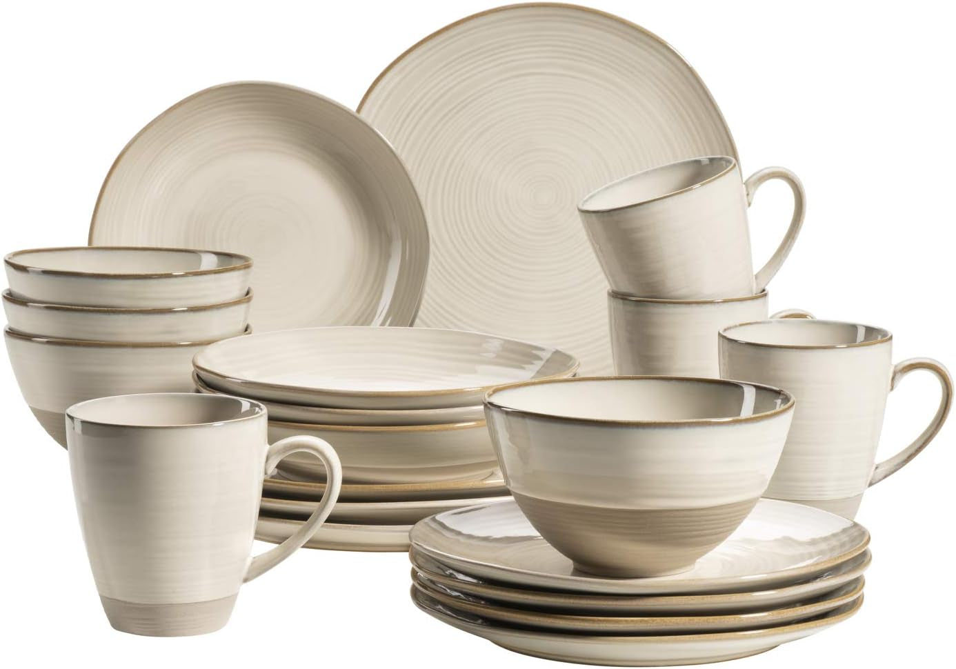 MÄSER 931512 Nottingham Vintage Series Vajilla para 4 personas, servicio combinado de 20 piezas con formas redondas irregulares en aspecto retro, azulejo, beige