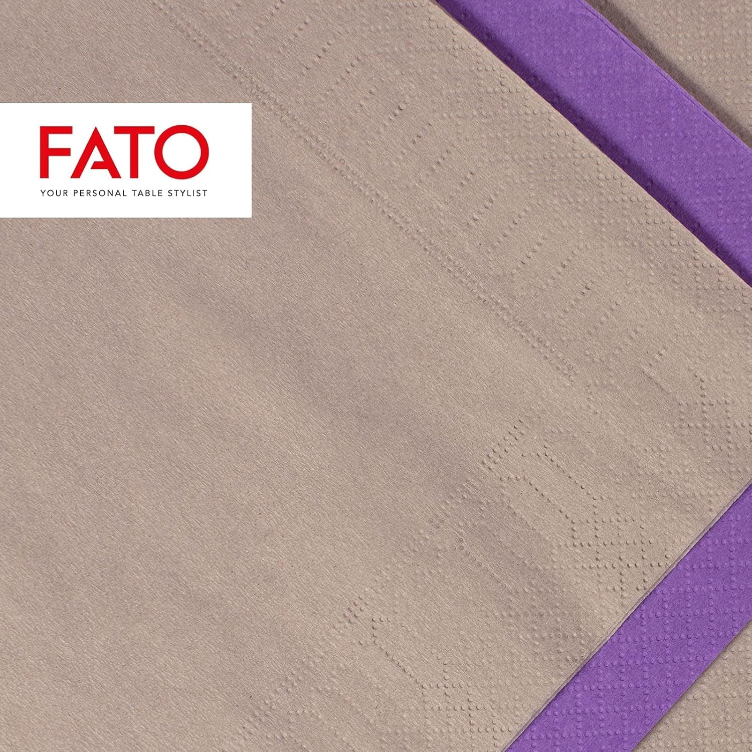 Fato, Servilletas de Papel Desechables, Ideales para Almuerzos Informales y Buffets, Paquete de 50 Servilletas, Tamaño 33X33, Plegadas en 4, 2 Capas, Tórtola, Papel de Celulosa 100% Pura, Certificado Fsc