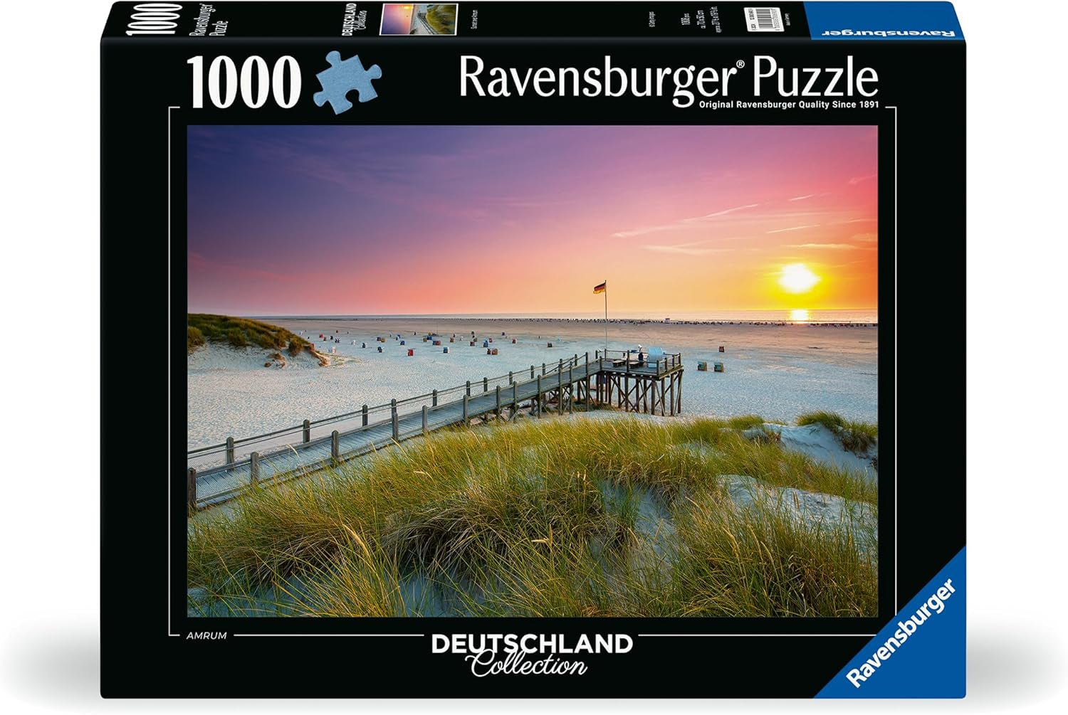 Ravensburger Puzzle 12000690 - Puesta de sol sobre Amrum - Puzzle de 1000 piezas para adultos y niños a partir de 14 años, Puzzle de la playa del Mar del Norte Puzzle Naty Shop