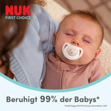 Chupete nocturno para bebés NUK First Choice | 6-18 meses | Chupetes de ortodoncia que brillan en la oscuridad | Calma al 99% de los bebés** | Conejo/Oveja | Paquete 0-2