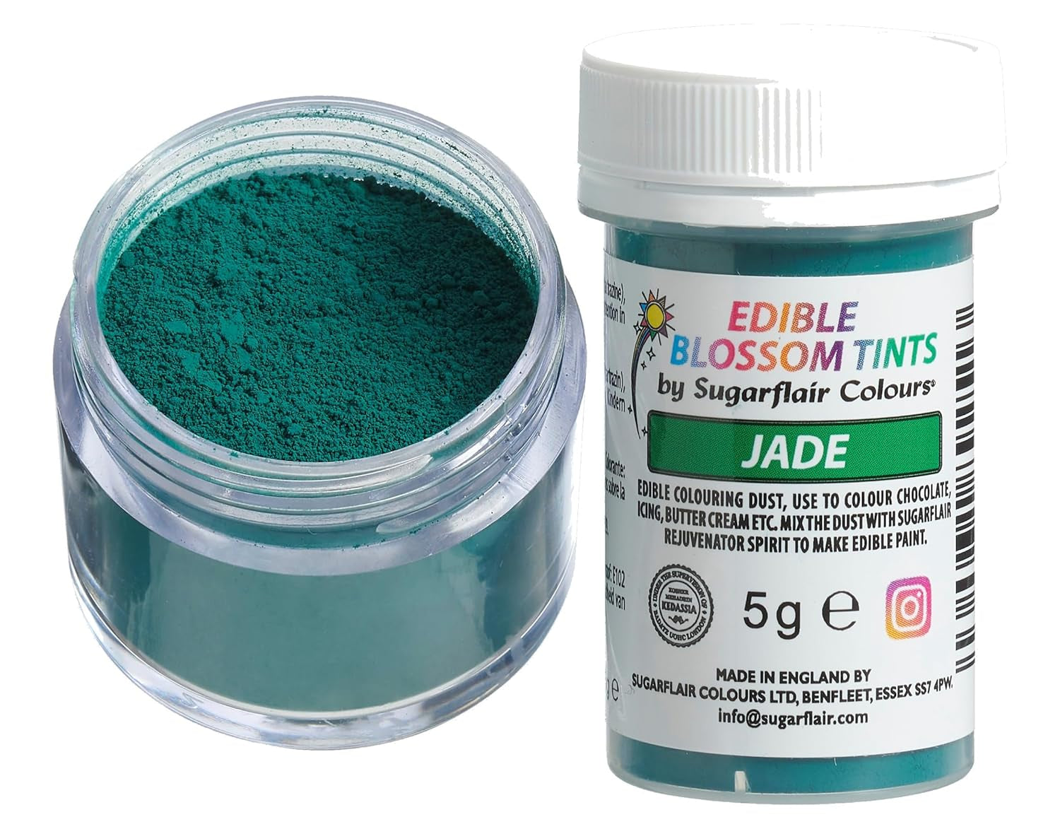 Sugarflair Blossom Tint Dust Jade Colorante alimentario en polvo – Colorante alimentario en polvo para decoración de pasteles, pasta de azúcar, fondant, glaseado, chocolate, crema de mantequilla, macarrones y más – 5G