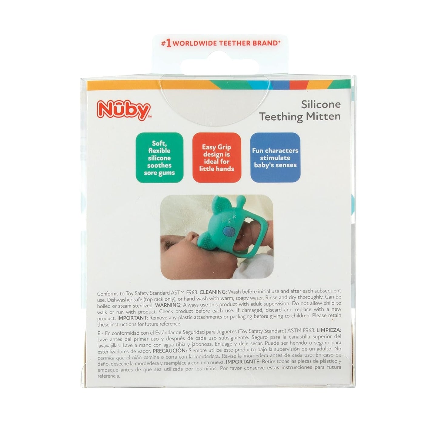 Nuby - Guante Dental de Silicona, Sin BPA, Koala Azul, 3 meses en adelante