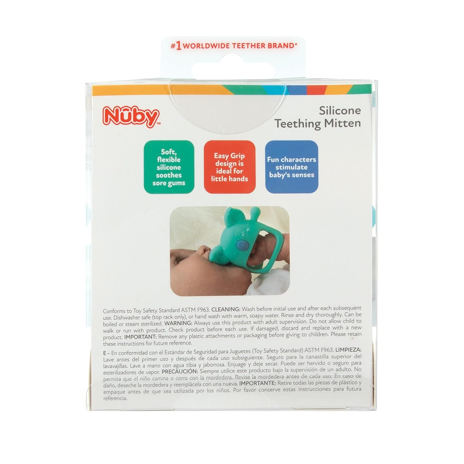 Nuby - Guante Dental de Silicona, Sin BPA, Koala Azul, 3 meses en adelante