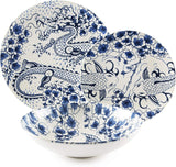 Juego de vajilla Excelsa Zen, 18 piezas, cerámica, blanco y azul.