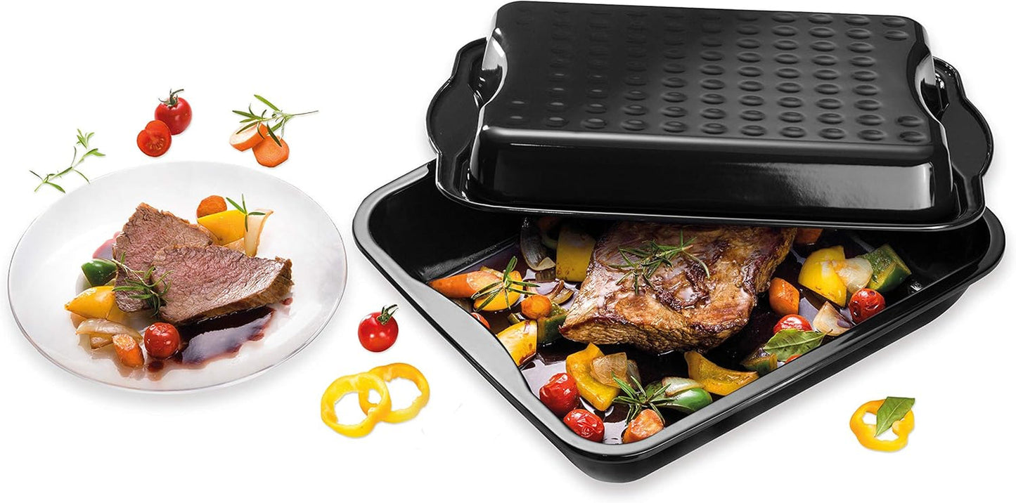 Dr. Oetker Maxi-Bräter Mit Deckel BACK-IDEE KREATIV, Brat- Und Auflaufform Aus Hochwertigem Stahlblech Mit Emaillierung, Eckige Form, Schnitt- Und Kratzfest - Spülmaschinengeeignet in Schwarz Moldes y bandejas para repostería Naty Shop