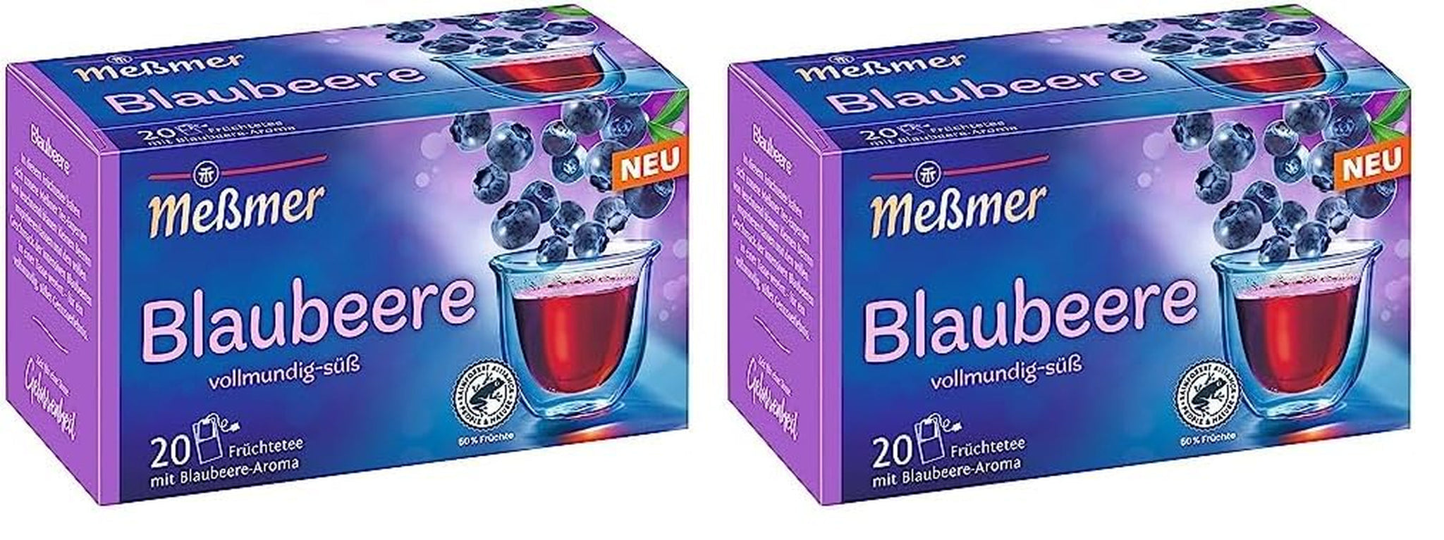 Meßmer Arándano | 20 bolsitas de té | Sin gluten | Sin lactosa | Vegano (paquete de 2)