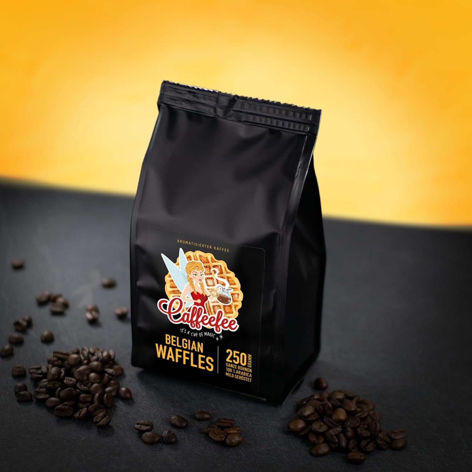 Caffeefee Belgian Waffles Bohnen, 250 g, Röstkaffee aromatizado