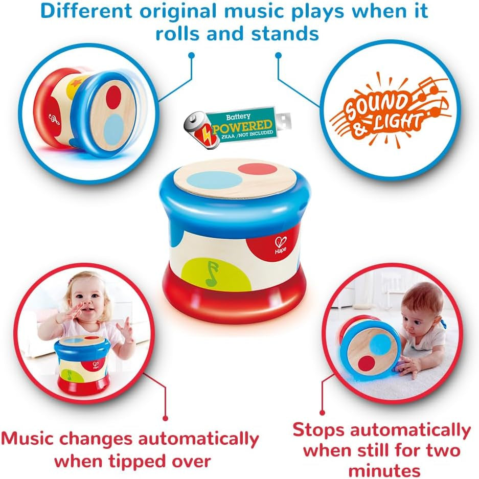 Tambor de bebé Hape | Juguete musical rodante para que los más pequeños aprendan ritmo y diferentes sonidos, funciona con pilas, a partir de 6 meses Baby Toys Naty Shop