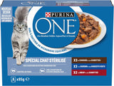 PURINA UNO | BIFENSIS | Alimento para gatos adultos esterilizados | Apoya la vitalidad, los huesos, los músculos y las articulaciones del gato | En salsa | Bolsas con pato, sardinas, ternera, frescura | 1 pieza (8 x 85 g)