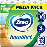Zewa Proven - 48 rollos - El primer papel higiénico con contenido de paja - 3 capas