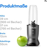 Batidora personal Nutribullet, batidora de larga duración para porciones, 1000 vatios y motor ligero, vaso de 900 ml con Tritan Renew, batidora táctil Leuchtende, Dunkel Grau Bucatarie Naty Shop