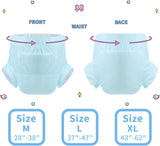 CutiePlusU Pañales para adultos, paquete de 10 bragas desechables para incontinencia con trabillas para mujeres y hombres, máxima absorbencia durante la noche - azul (tamaño grande 94-119 cm)