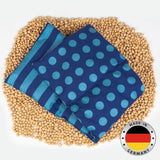 Almohada de huesos de cerezo Apto para microondas y horno - Azul con rayas y lunares I Hecho a mano I Fabricado en Alemania I Aprox. 20 X 60Cm I Algodón Oeko-Tex I Almohada espalda cuello Almohadas ortopédicas cervicales Naty Shop