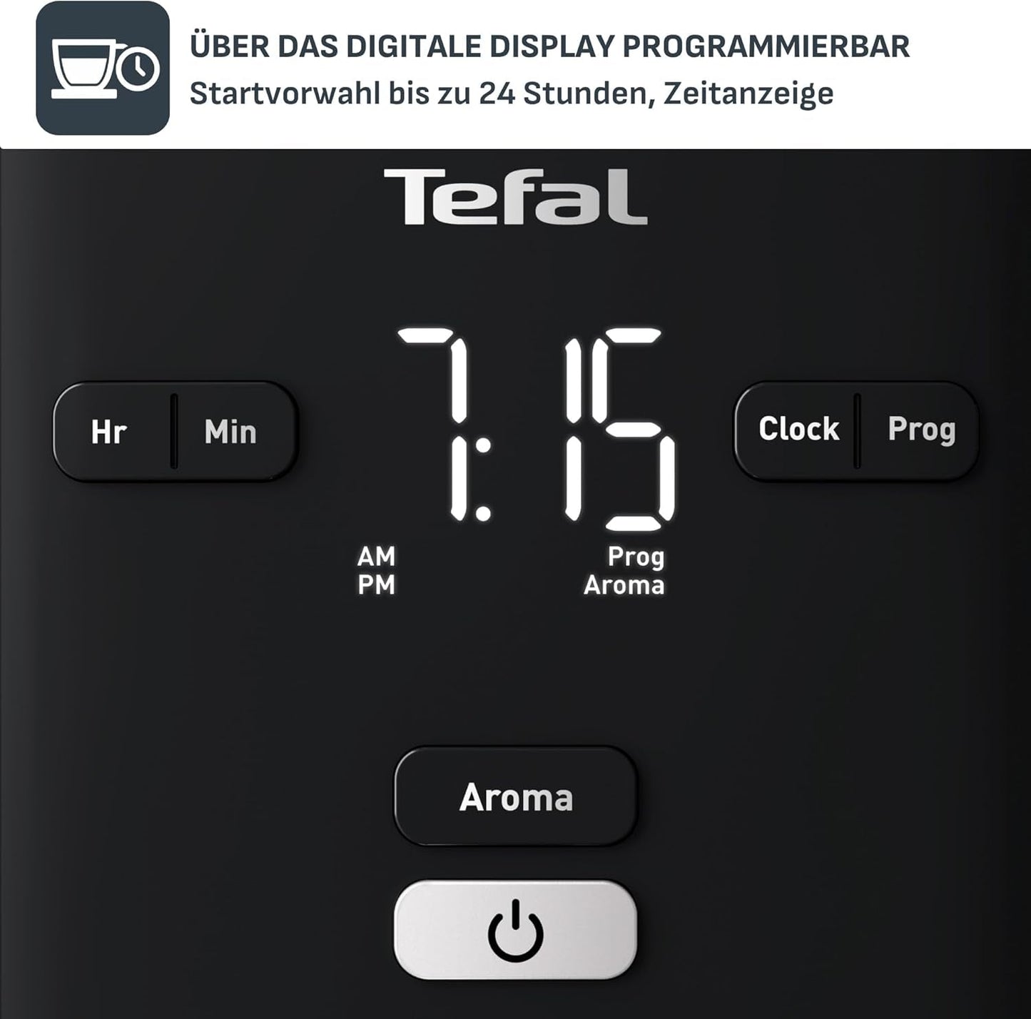 Tefal Smart'n Light Cafetera Espresso con Temporizador, Cafetera Espresso con Filtro Programable 1,25 L, Función Aroma para Aroma Intenso, Función Mantener Caliente, Antigoteo y Fácil de Limpiar, Negra