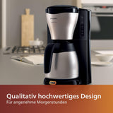 PHILIPS Café Gaia Cafetera Espresso con Filtro - Jarra Termo de Acero Inoxidable, Sistema Antigoteo, Aroma Intenso, Apagado Automático, 1300ml, Negra (HD7546/20)