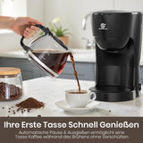 Cafetera de filtro de 1,25 L para 10 tazas de café filtrado, jarra de cristal apta para lavavajillas, termo, sistema antigoteo, apagado automático, 600 W, protección contra ebullición sin agua para el hogar y la oficina