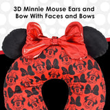 Ful Concept One Disney Minnie Mouse Almohada Cervical de Viaje con Orejas 3D y Muelle para Avión, Coche y Oficina, Cómoda y Transpirable, Rojo/Negro Naty Shop Almohadas de Viaje