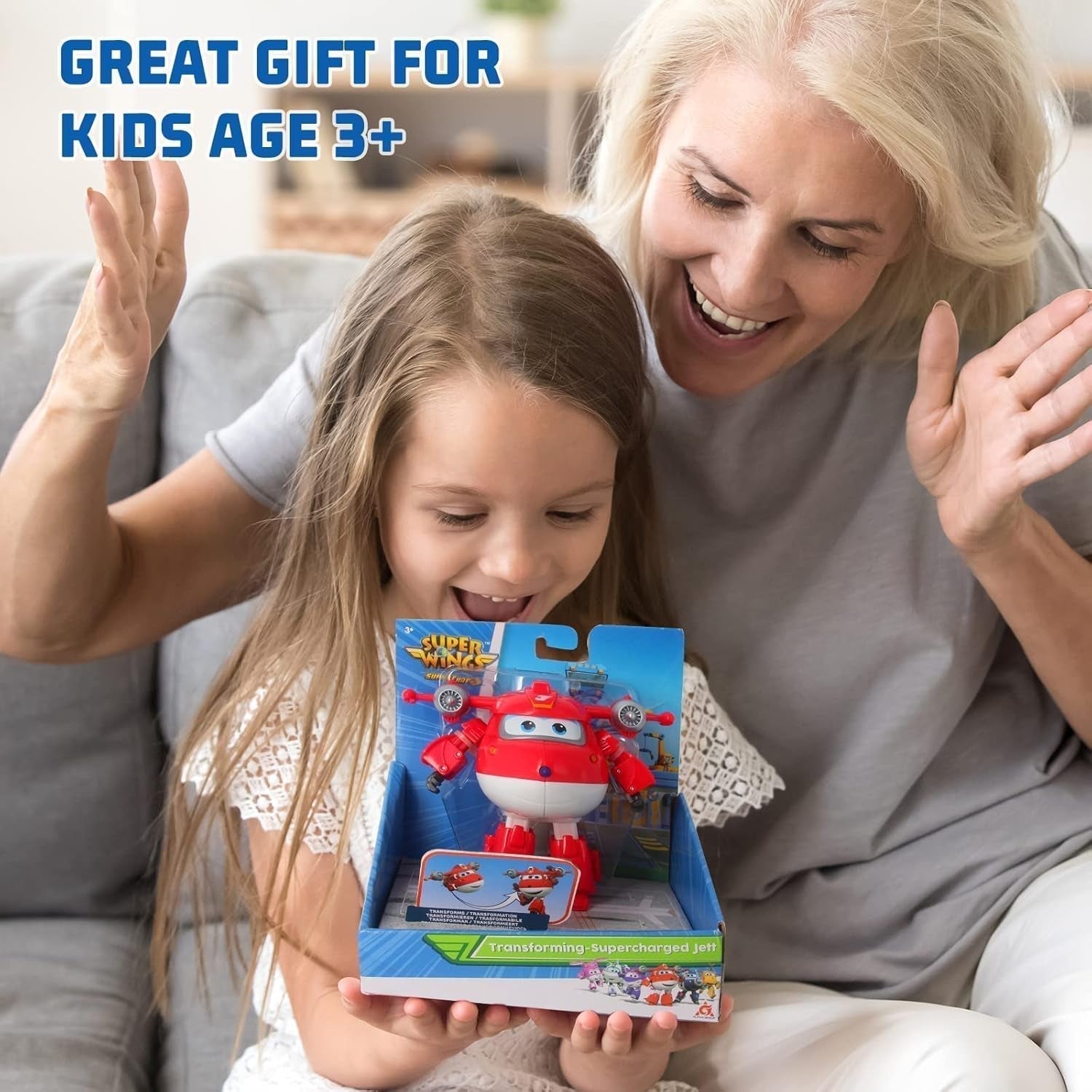 Super Wings Personajes transformadores de 5" Paquete de 2 Jett transformador supercargado + Tino Juguete transformador para niños y niñas a partir de 3 años Figuras de acción rojas Naty Shop