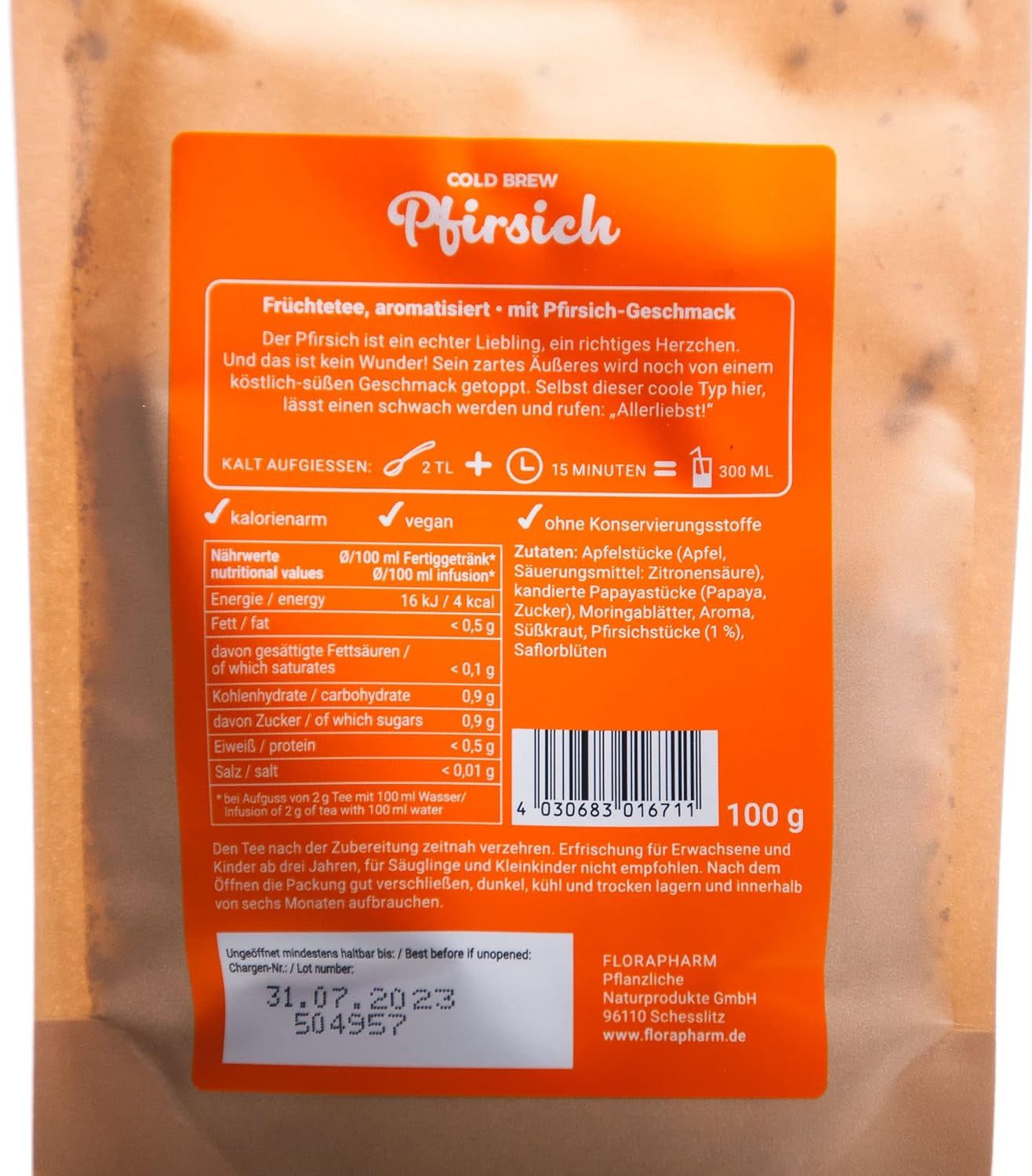 Té de frutas Cold Brew "Melocotón" Infusión fría - 100 g