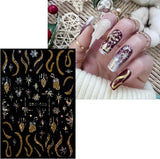 JMEOWIO Nagelsticker Weihnachten Gold Glitter Silver 8 Blatt Nail Art Sticker Selbstklebend Nagelaufkleber Schneeflocke Winterurlaub Dekoration Nageldesign Zubehör