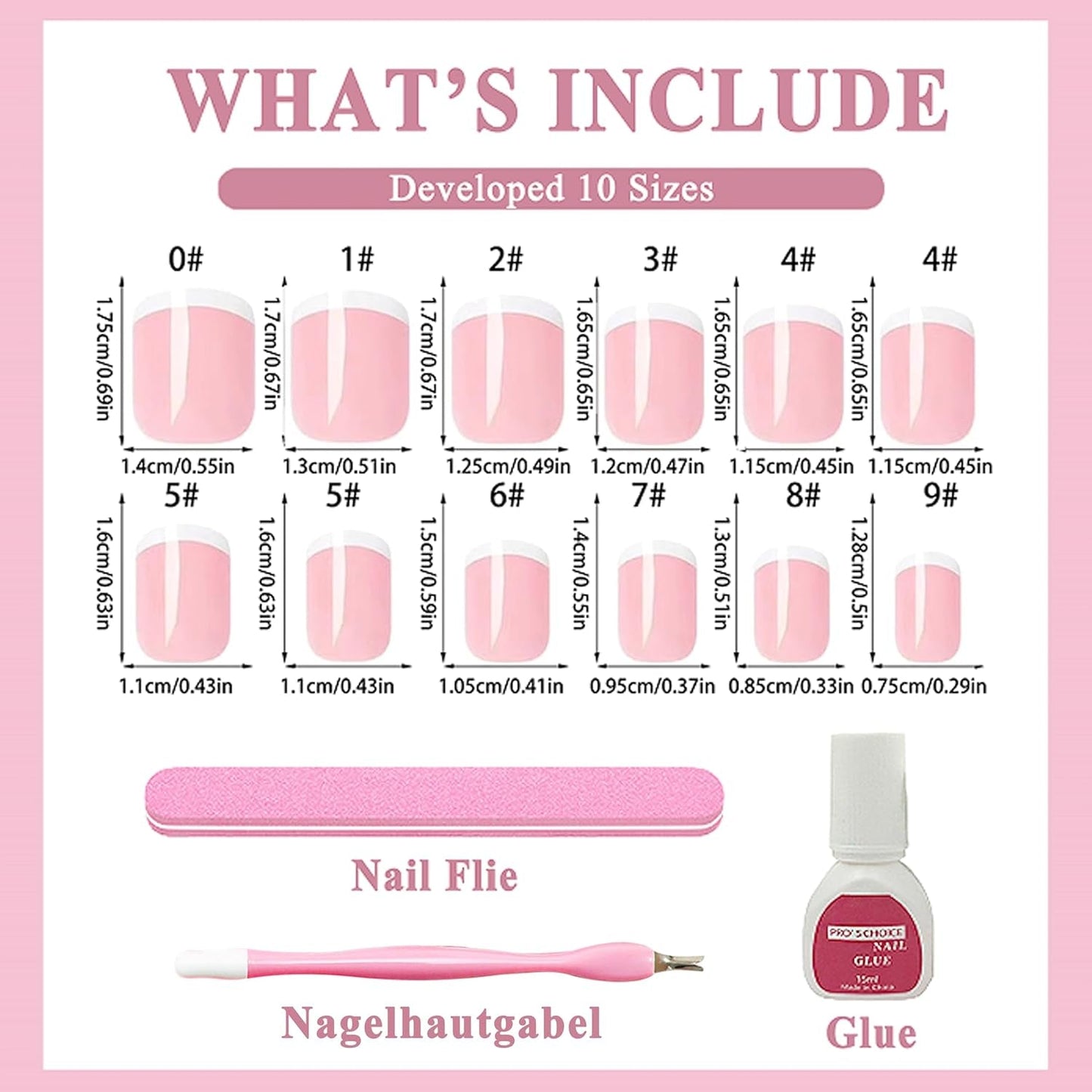 240 Set de uñas postizas francesas cortas, uñas artificiales cuadradas, pegamento en las uñas, puntas de uñas acrílicas, uñas postizas para mujeres, arte de uñas DIY