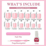 240 Set de uñas postizas francesas cortas, uñas artificiales cuadradas, pegamento en las uñas, puntas de uñas acrílicas, uñas postizas para mujeres, arte de uñas DIY