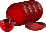 Le Creuset Vajilla de Gres, 12 Piezas, Rojo Cereza, 79351000607081