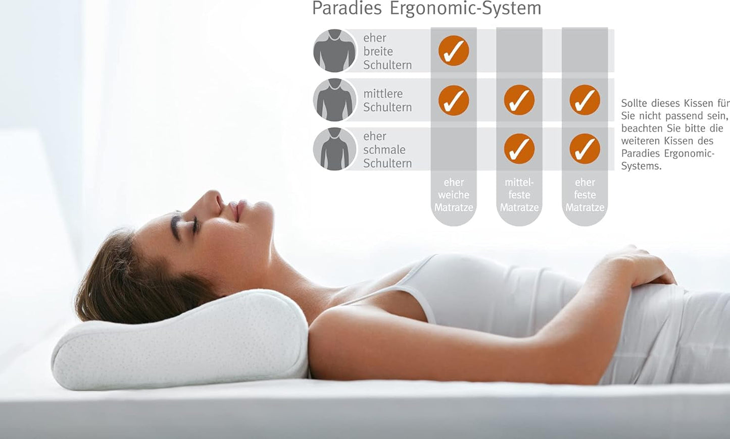 PARADIES Almohada cervical 40X80 Cm - Revita Ergonómica - Certificada IGR, Almohada ergonómica de soporte para el cuello Altura: 10 Cm Almohadas ortopédicas cervicales Naty Shop