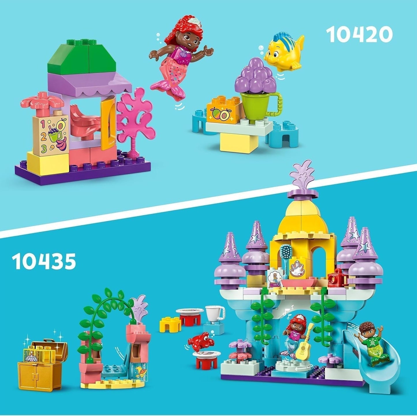 LEGO DUPLO | Palacio Mágico Subacuático de Disney Ariel, juguete educativo para la sirena Ariel, castillo submarino para niños mayores de 2 años 10435 Juegos de construcción Besuche den LEGO-Store
