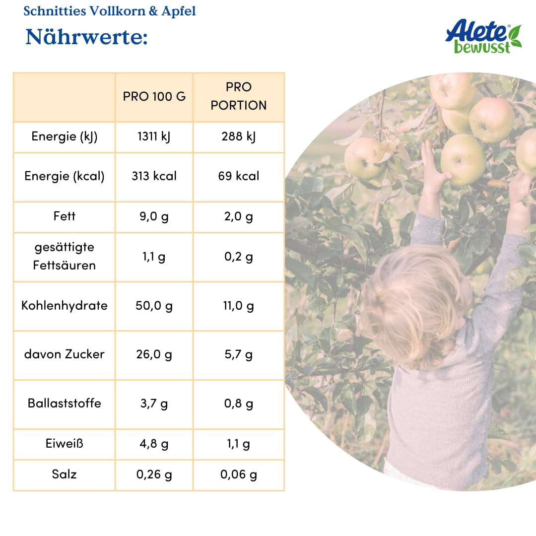 Alete Tartas Integrales De Manzana En Rodajas Ecológicas 8 x 132g