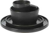 Juego de vajilla Bowery, 32 piezas, negro mate, gres, platos, tazones y tazas, 8 porciones
