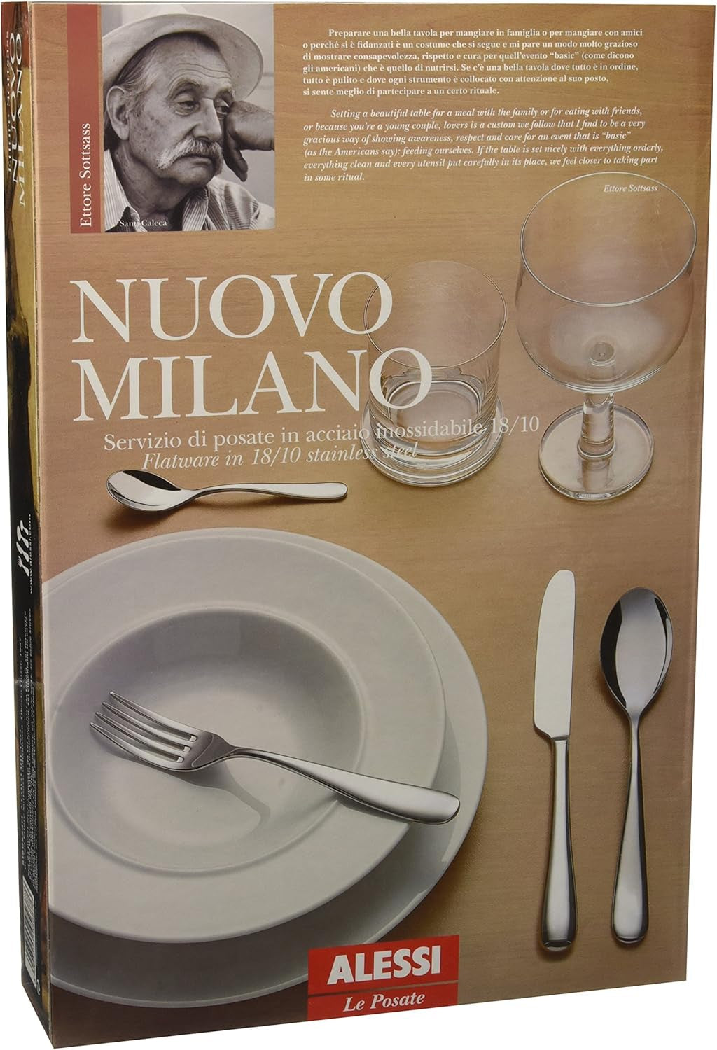 Alessi 5180S24M Nuovo Milano Juego de Cubiertos Monobloc 24 Piezas Acero Inoxidable Pulido 18/10 Cocina Naty Shop