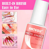 Pegamento para uñas extrafuerte: incluye cepillo, 4 pegamentos para extensiones de uñas de 7 g, pegamento para puntas acrílicas y pegamento para uñas artificiales.