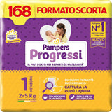Pampers Progressi Recién Nacido, 168 Pannolini, Taglia 1 (2-5 kg)