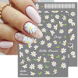 5D en relieve margaritas blancas pegatinas de uñas flores pegatinas de uñas flores pegatinas autoadhesivas pegatinas de arte de uñas margaritas accesorios de decoración de uñas pegatinas de diseño de flores arte de uñas