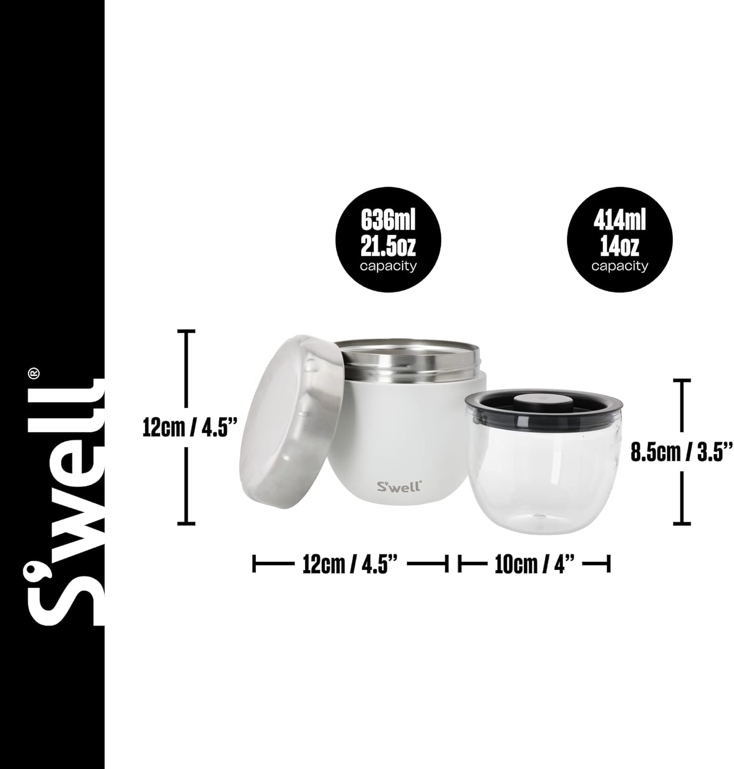 Eats Cuenco de Comida 2 en 1 con Tapa de Rosca, 636ml, Piedra Lunar, Vaso para Comida con Triple Aislamiento, Hermético para hasta 11h Frío/7h Caliente en Cajas de Almacenamiento de Alimentos de Viaje Naty Shop