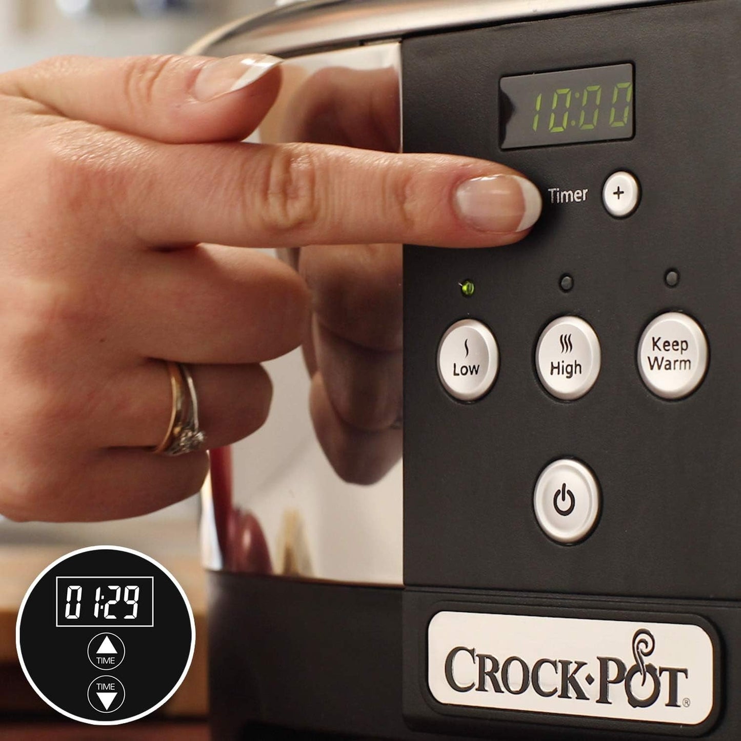 Crockpot, Olla de cocción lenta electrónica, 5,7 L (5-6 personas) Olla de cocción lenta Naty Shop
