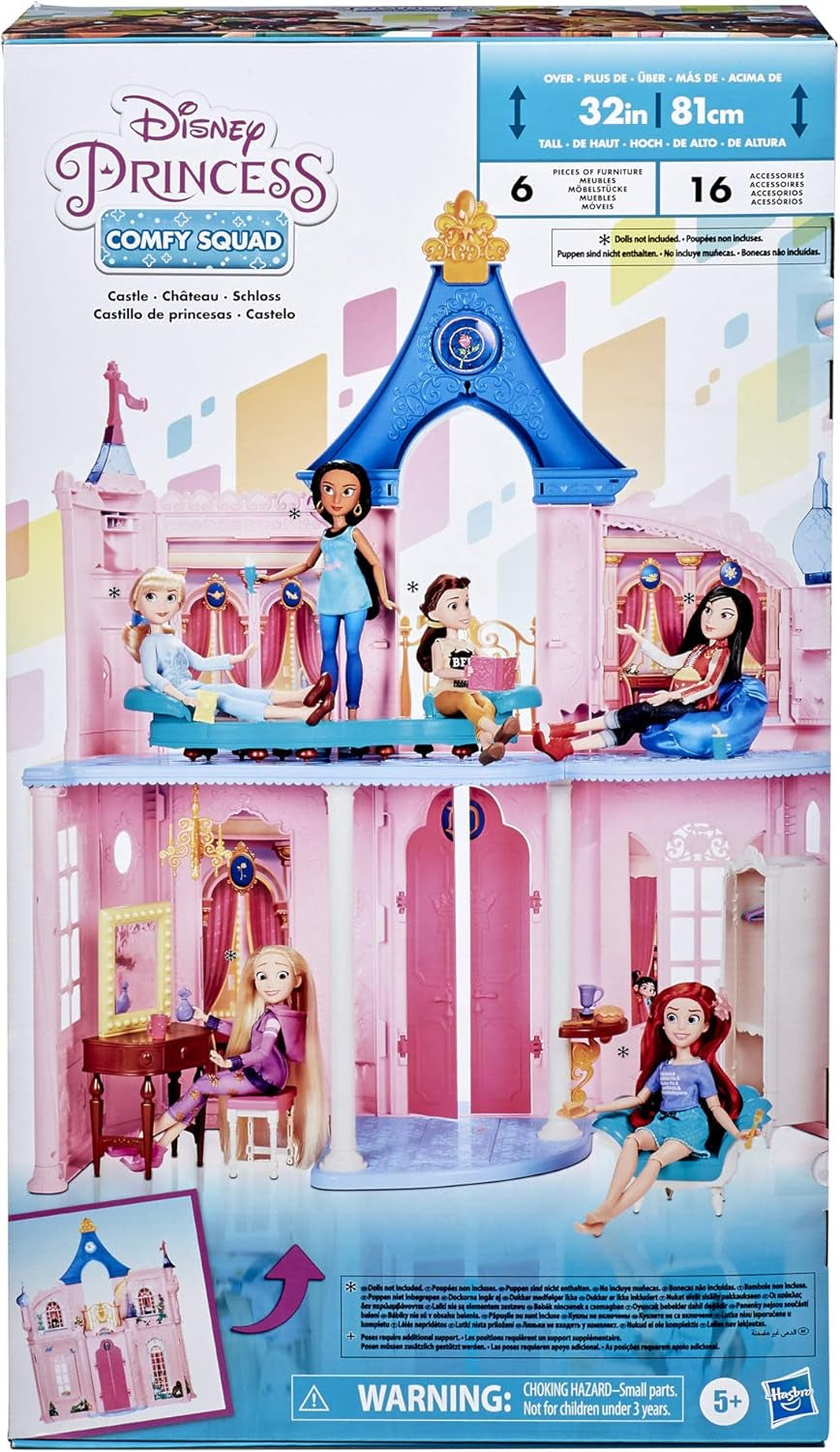 Casa de Muñecas Comfy Squad Castillo de Princesas Disney con 6 Muebles y 16 Accesorios Juguete para Niñas de 5 Años Casas de Muñecas Naty Shop