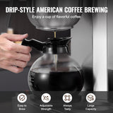 VEVOR Cafetera espresso comercial con filtro de 12 tazas con 3 garrafas de vidrio y 3 placas calefactoras Máquina de espresso de acero inoxidable con suministro automático de agua para restaurante, oficina, cafetería