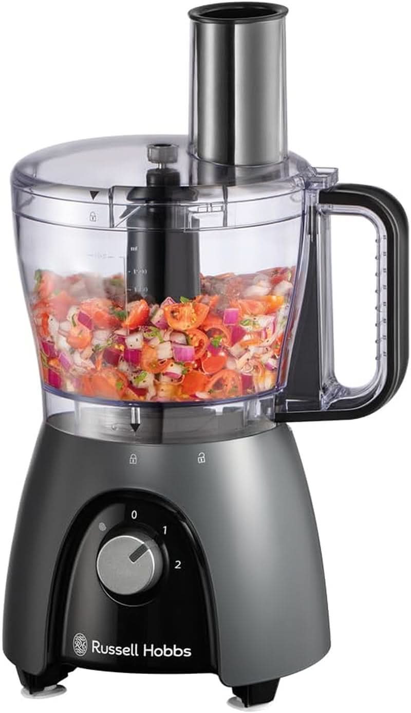 Russell Hobbs Robot de Cocina [Batidora/Picadora de Verduras/Batidora de Mesa/Picadora/Batidora] Robot de Cocina (Amasar, Mezclar y Cortar), Carbón Mate Cocina Naty Shop
