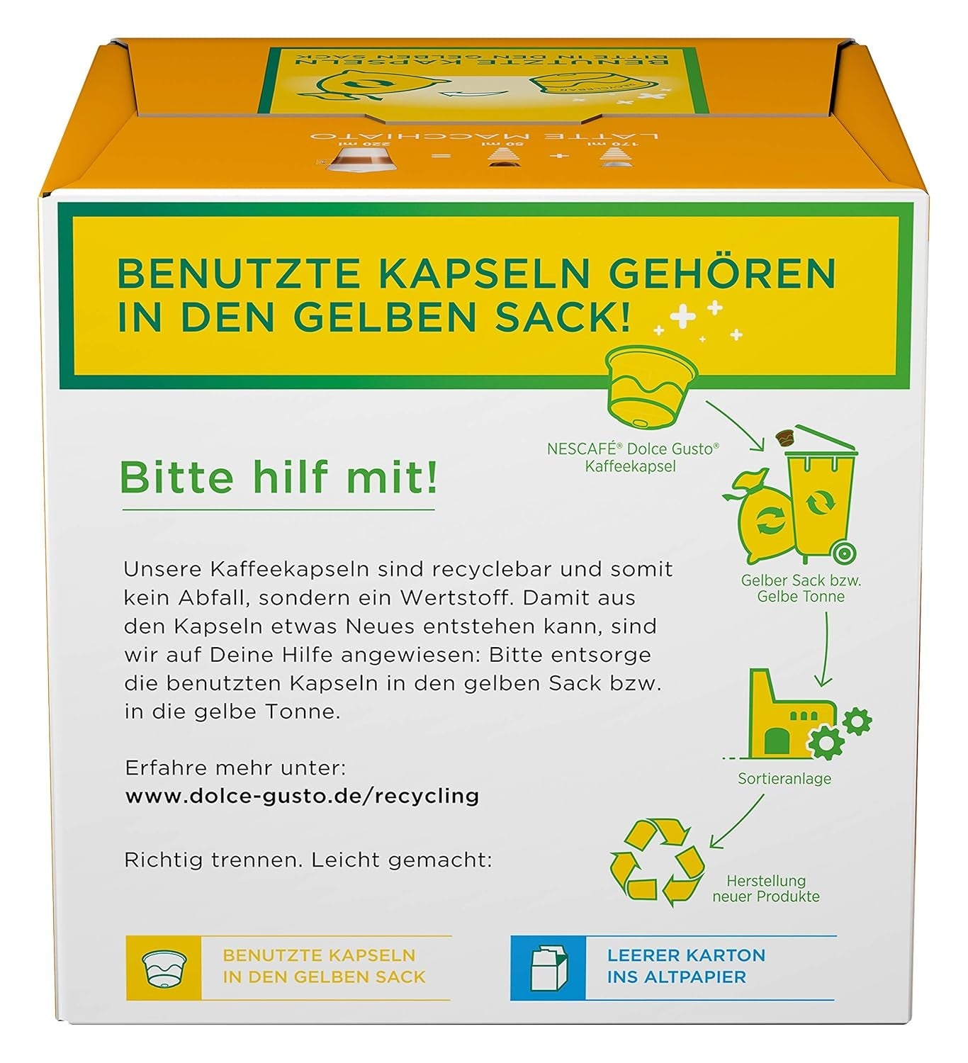 NESCAFÉ Dolce Gusto Latte Macchiato, 48 Kaffeekapseln, Aromatischer Espresso, 3-Schichten - Köstlichkeit aus feinem Milchschaum, Aromaversiegelte Kapseln, paquete de 6 (3x16 Kapseln)