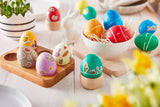 Heitmann Egg Dye Juego de tintes naturales, 3 tintes en polvo para huevos (amarillo, morado, gris azulado), hoja de pegatinas de papel de hierba