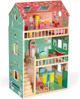 Janod - Casa de Muñecas Mademoiselle de Madera 3 Niveles y 11 Accesorios Réplica de Juguete Desarrolla la Imaginación A Partir de 3 Años J06581 Rosa Naty Shop Casas de Muñecas Un Día Feliz