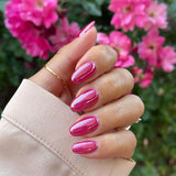 Uñas Cromadas Autoadhesivas - Pegamento Con Brillo Marrón Almendra Mediano En Las Uñas Uñas Postizas Con Brillo Pegamento En Uñas Artificiales Uñas Acrílicas Esmaltadas Para Mujeres 24 Piezas