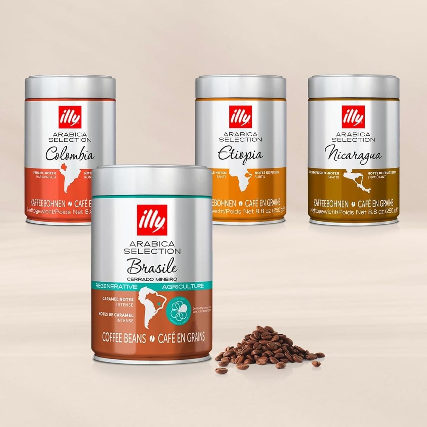 illy, Kaffeebohnen Arábica Selección Costa Rica, 100% Arábica con Caramelo, Schokoladen- und Vanillenoten, süßer Gesmack, 1 dosis con 250 g