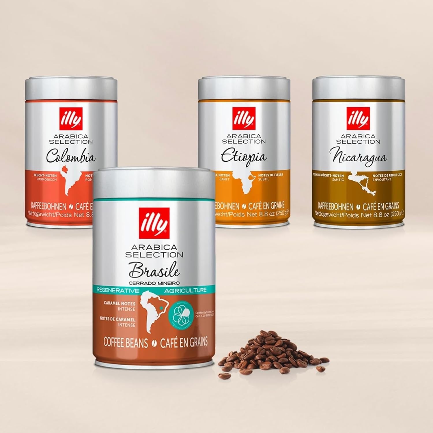 illy, Kaffeebohnen Arábica Selección Costa Rica, 100% Arábica con Caramelo, Schokoladen- und Vanillenoten, süßer Gesmack, 1 dosis con 250 g